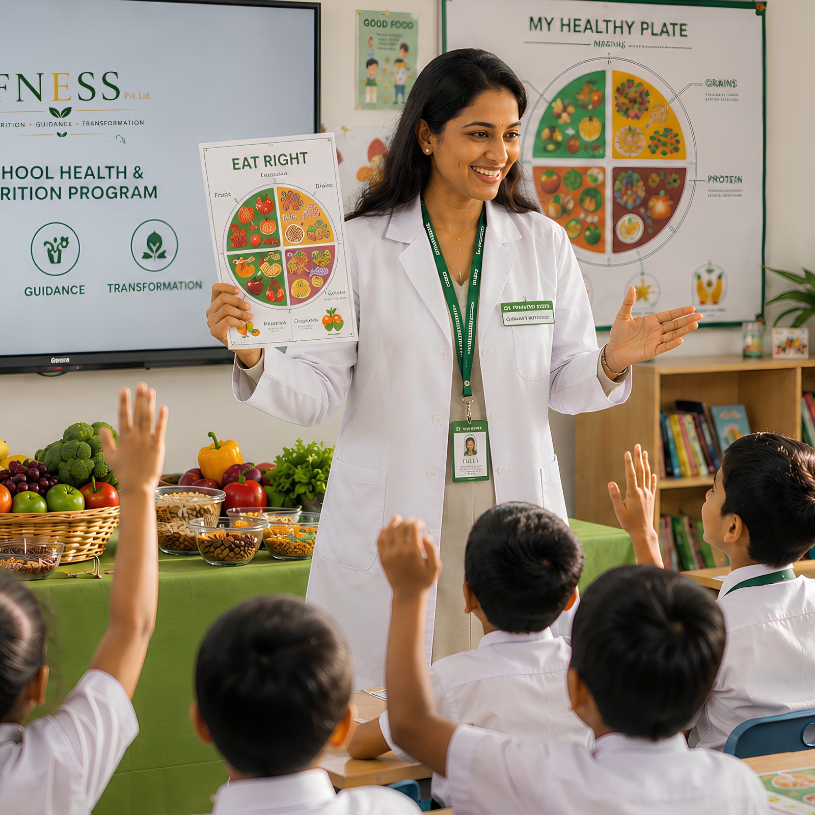 Interactive classroom nutrition session with students